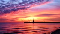 pic for Lighthouse And Red Sunset Beach 